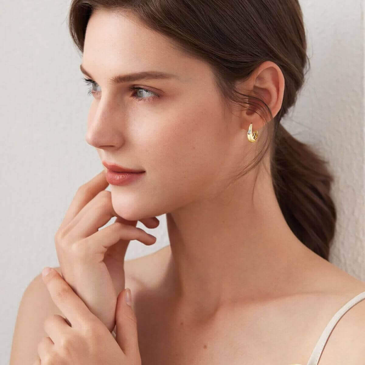Solitaire Diamond Huggie Earrings